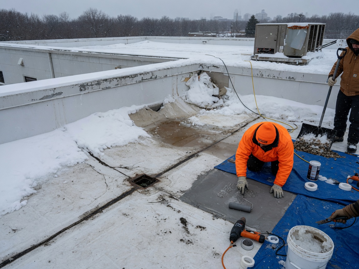 Flat Roof Repair After Rockford Winter Snow Loads